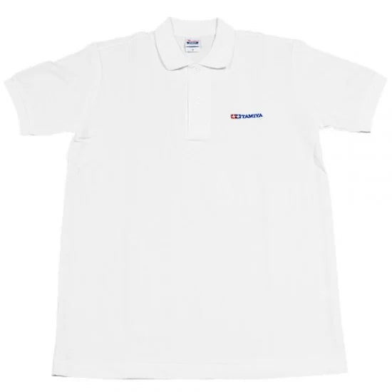 Tamiya 66697 Official White Logo Polo Shirt with Short Sleeves (L) 40" Chest NIP