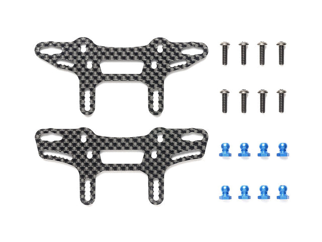 Tamiya 47521 XM-01 Carbon Damper Stays (Front & Rear), (XM01), NIP