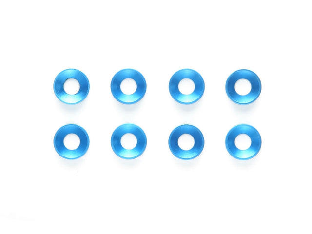Tamiya 54156 3mm Aluminum Countersunk Washer (8 Pcs./Blue), NIP
