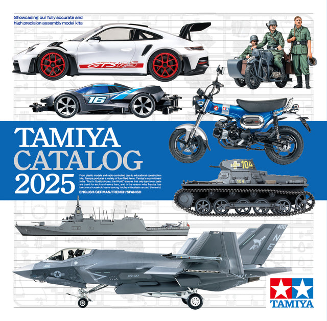 Tamiya 64457 Model Kit Catalogue/Catalog 2025, (English/German/French/Spanish)