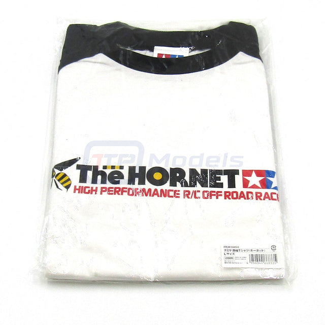 Tamiya 66833 Official Long Sleeve T-Shirt Hornet White/Black (L, 42in Chest) NIP