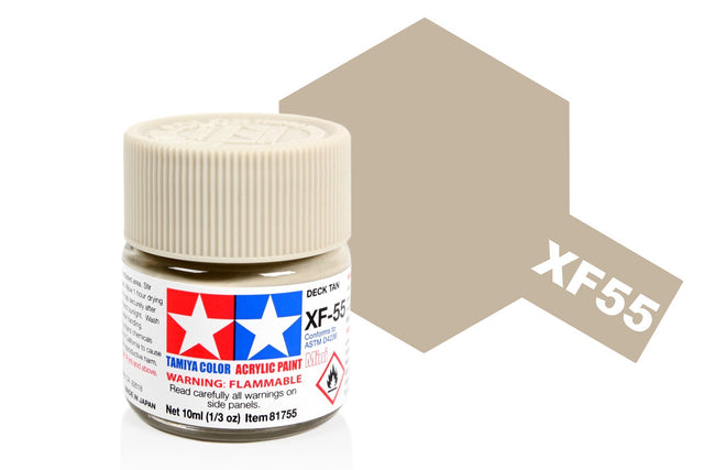 Tamiya Acrylic Mini X & XF Paint Jars (Round, 10ml, .33fl oz), NEW
