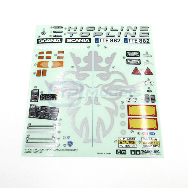 Tamiya 56323 Scania R620, 9495581/19495581, Decals/Stickers & Mesh, NIP