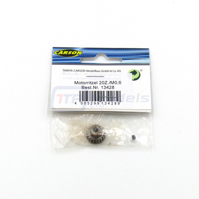 Carson 500013428 20T Steel Pinion Gear (0.6/06 Module) Tamiya Avante/Egress/TT02