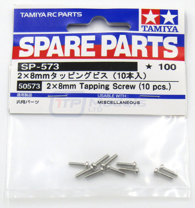 Tamiya 50573 2x8mm Tapping Screw (10 Pcs.) (TT01/TT02/M05/M06/CC01/Egress), NIP