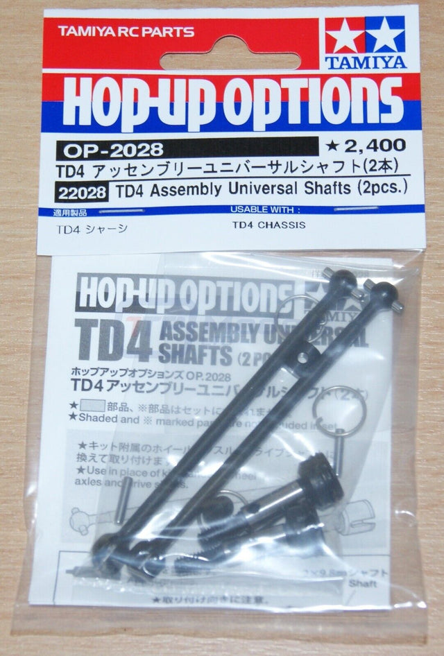 Tamiya 22028 TD4 Assembly Universal Shafts (2 Pcs.) (Super Avante/Astute TD2), NIP