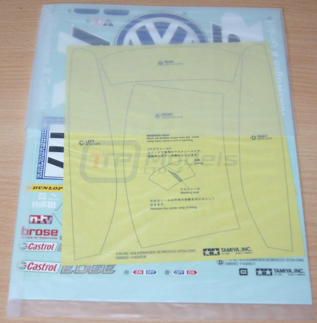 Tamiya 58505 Volkswagen Scirocco GT24/Black/TT01E/FF03 9495698/19495698 Decals