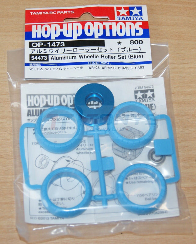 Tamiya 54473 Aluminum Wheelie Roller Set (Blue) (WR-02/WR-02C/WR-02CB/GF-01) NIP