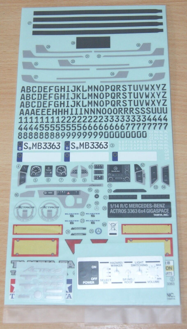 Tamiya 56348 Mercedes-Benz Actros 3363 6x4, 9495885/19495885 Decals/Stickers NIP