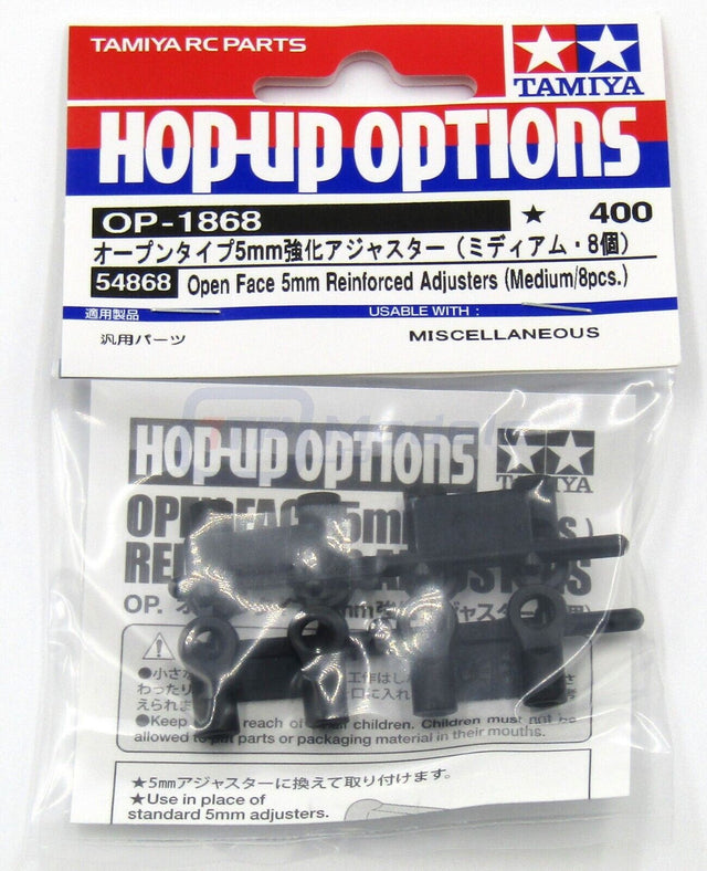 Tamiya 54868 Open Face 5mm Reinforced Adjusters (Medium/8 Pcs.), (TA08/TRF420)