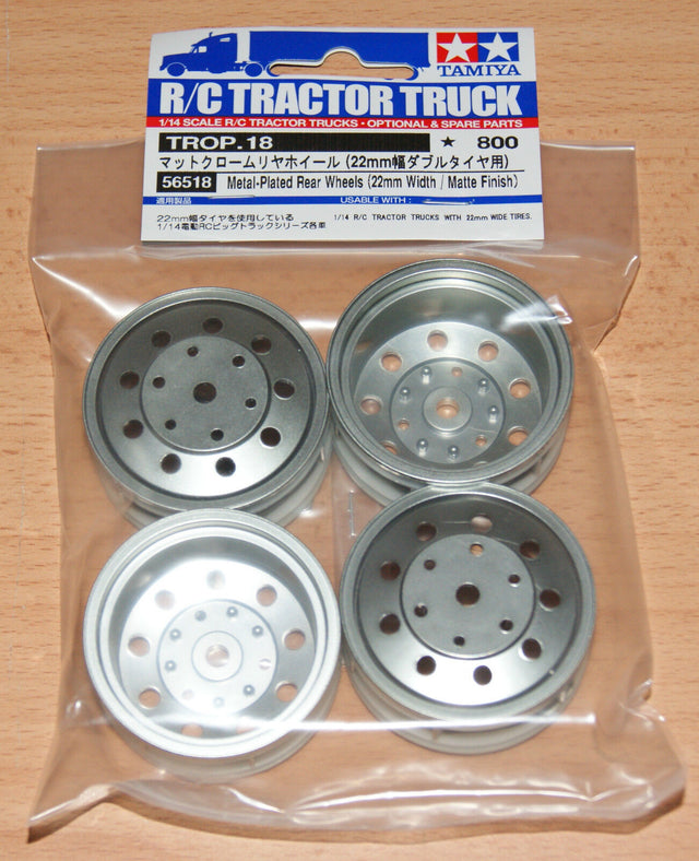 Tamiya 56518 Metal-Plated Rear Wheels (22mm Width/Matte Finish), (Scania/MAN)