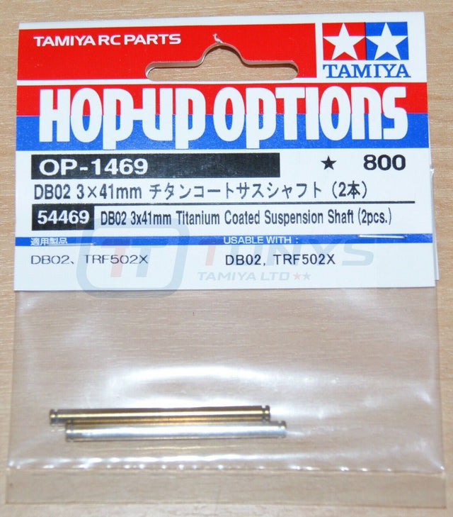 Tamiya 54469 DB02 3x41mm Titanium Coated Suspension Shaft (2 Pcs.) (TRF502x) NIP