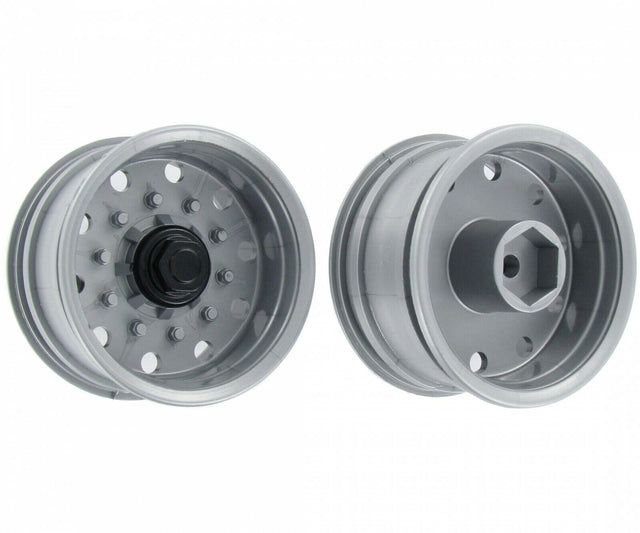 Carson C907026/500907026 1:14 Trailer Wheel Wide (Silver, 2 Pcs.), (Tamiya), NIP