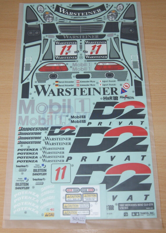 Tamiya 47437 Mercedes CLK-GTR/TT01E, 9494222/19494222 Decals/Stickers, NIP
