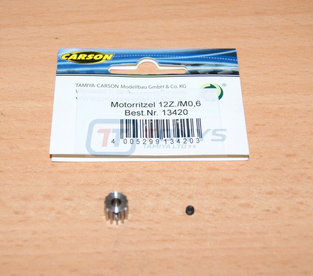 Carson 500013420 12T Steel Pinion Gear (0.6/06 Module) Tamiya Avante/Egress/F103
