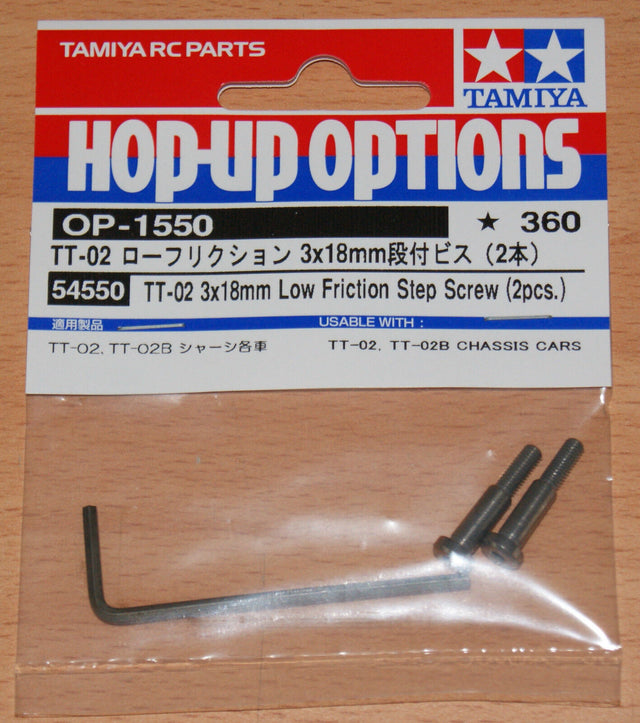 Tamiya 54550 TT-02 3x18mm Low Friction Step Screw (2 Pcs.), (TT01/TT02D/DT01)