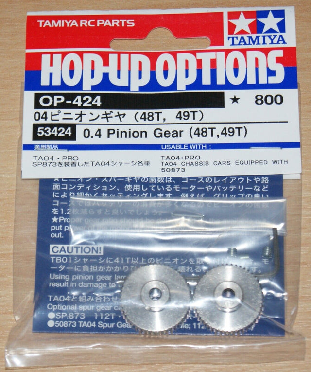 Tamiya 53424 0.4/04 Pinion Gear (48T, 49T), (*TA04/TA05/TRF), NIP
