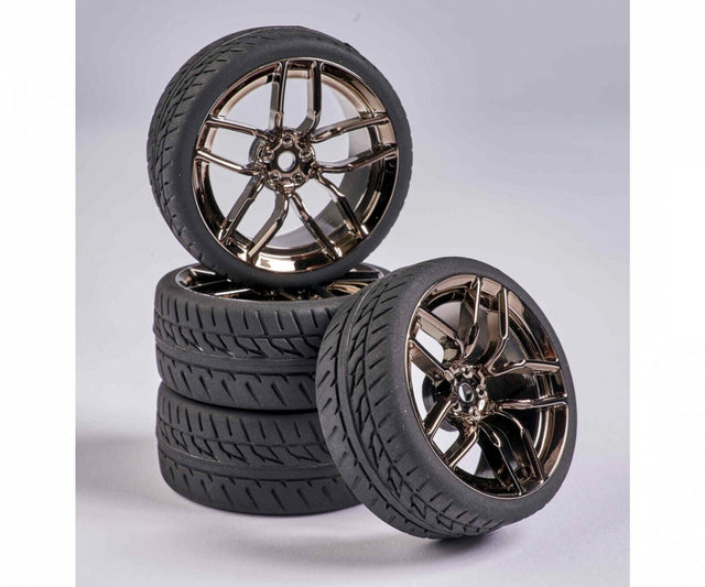 Carson C900161/500900161 1:10 10-Spoke Wheel Set (4 Pcs.) Smoke, (For Tamiya)
