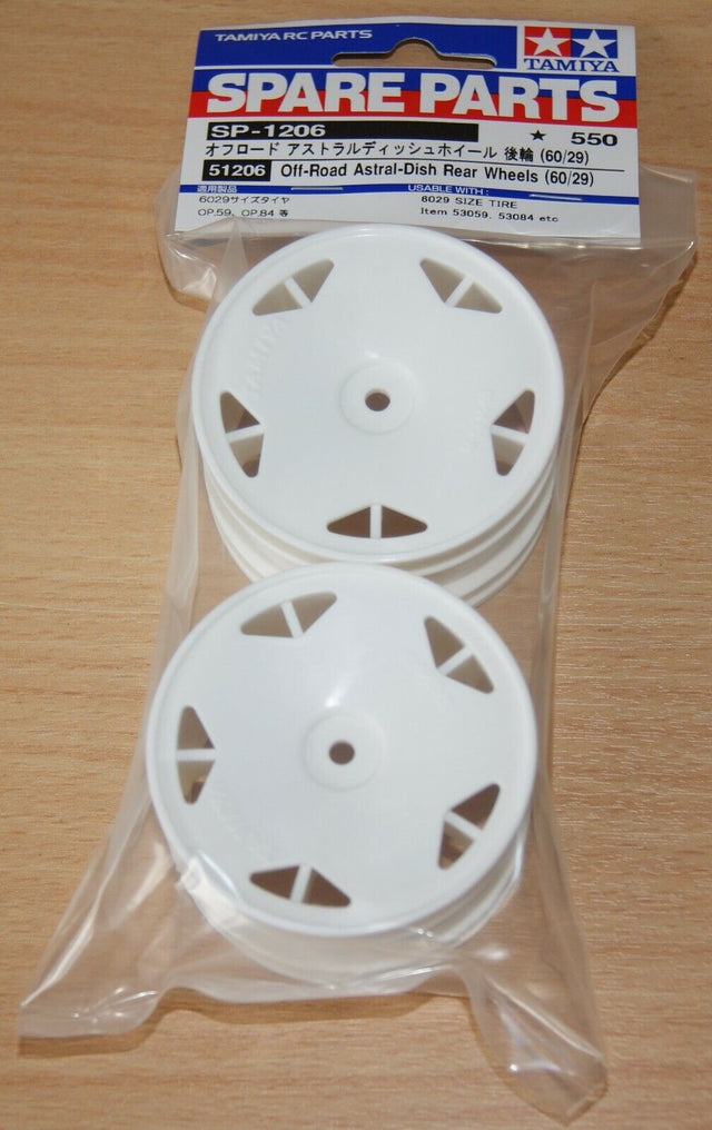 Tamiya 51206 Off-Road Astral-Dish Rear Wheels (60/29) DT02/DT-02/DT03/DT-03, NIP