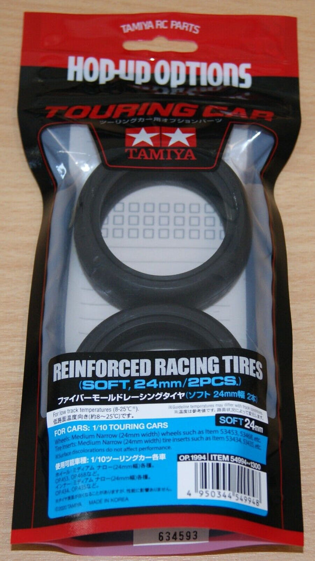 Tamiya 54994 Reinforced Racing Tires (Soft, 24mm/2 Pcs,) TRF419/TRF420/TA08, NIP