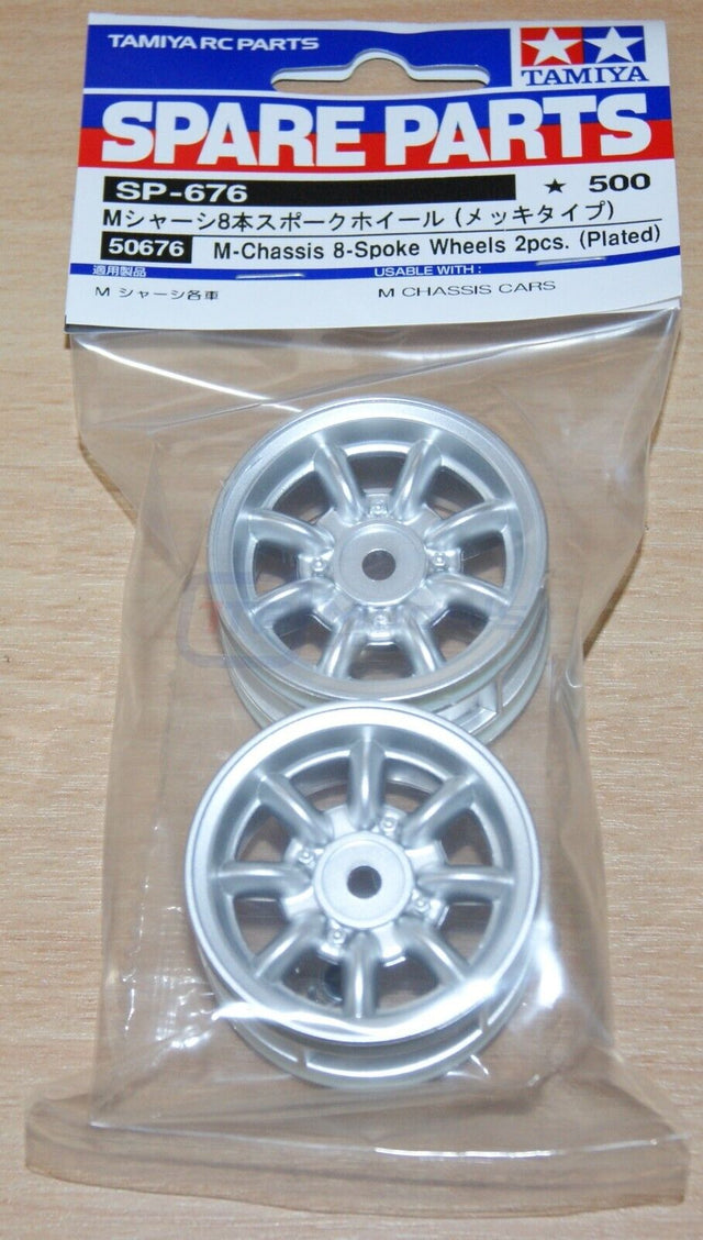 Tamiya 50676 M-Chassis 8-Spoke Wheels 2 Pcs. (Plated), M03/M05/M06/M07/M08/MB-01