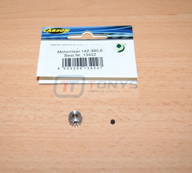 Carson 500013422 14T Steel Pinion Gear (0.6/06 Module) Tamiya Avante/Egress/F103