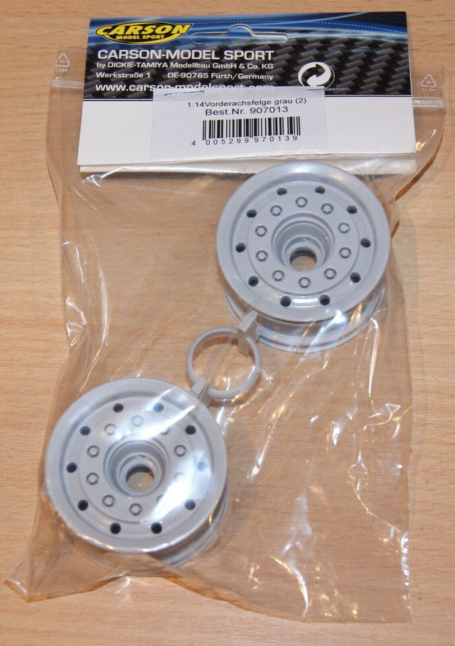 Carson C907013/500907013 1:14 Truck Front Wheel Wide (Grey, 2 Pcs.) (Tamiya) NIP