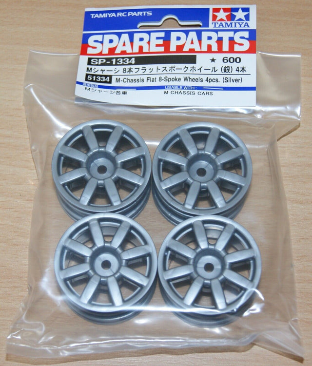 Tamiya 51334 M-Chassis Flat 8-Spoke Wheels 4 Pcs. (Silver) (M03/M04/M05/M06/M07)