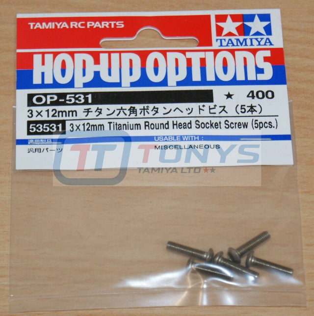 Tamiya 53531 3x12mm Titanium Round Head Socket Screw, (TRF415/TRF416/TRF417) NIP