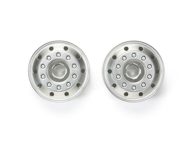 Tamiya 56517 Metal-Plated Front Wheels (22mm Width/Matte Finish), (Scania/MAN)