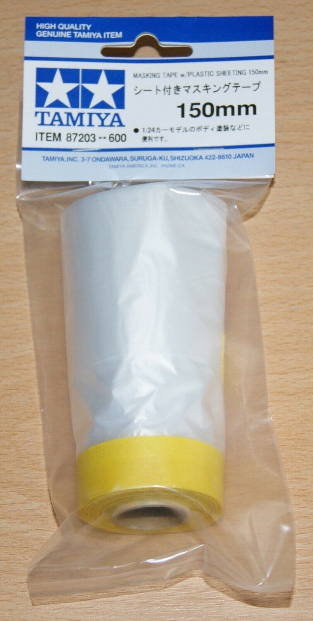 Tamiya 87203 Masking Tape w/Plastic Sheeting 150mm, 10m, for RC Body Shells, NIP