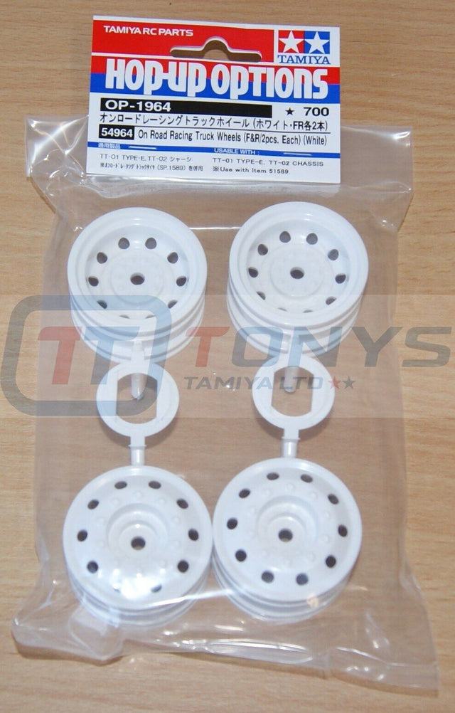 Tamiya 54964 On Road Racing Truck Wheels (F&R/2 Pcs. Each) White (MAN Hahn/TT01)