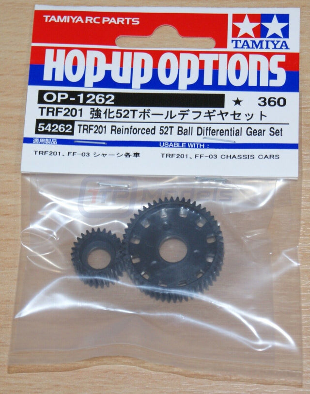 Tamiya 54262 TRF201 Reinforced 52T Ball Differential Gear Set, FF03/BBX/XV-01TC