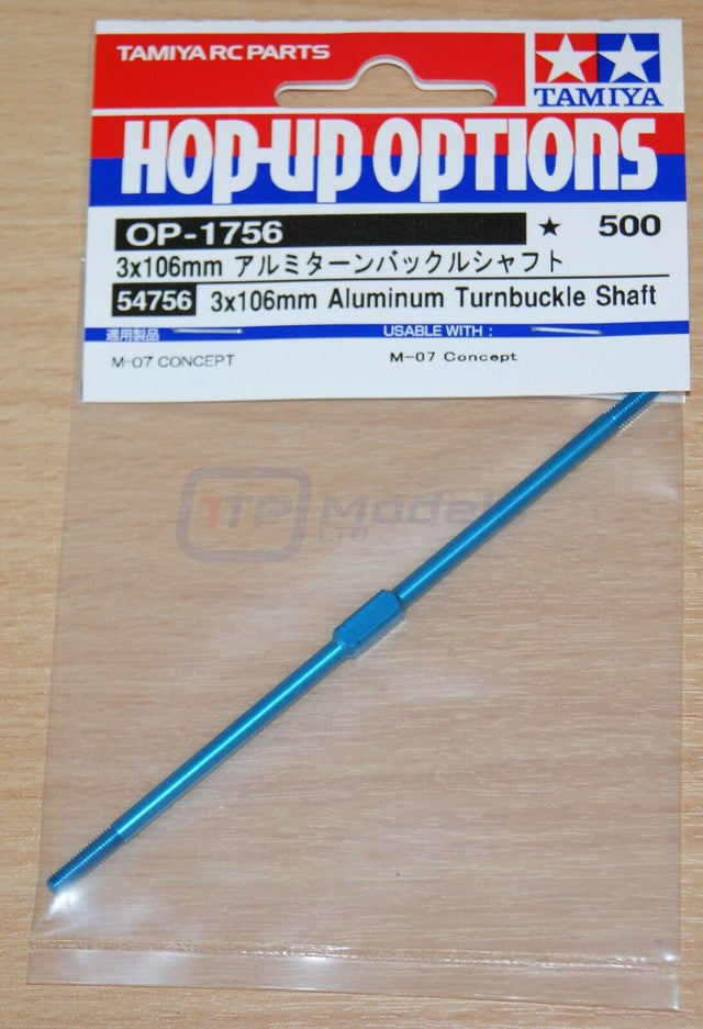 Tamiya 54756 3x106mm Aluminum Turnbuckle Shaft, (M07/M-07 Concept/M07R), NIP
