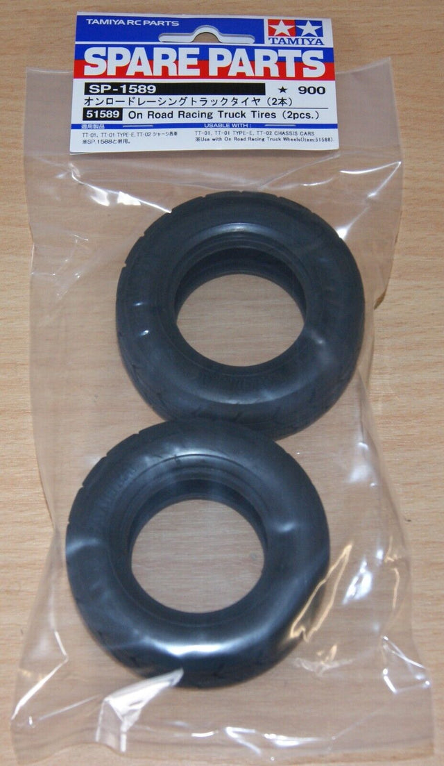 Tamiya 51589 On Road Racing Truck Tires/Tyres (2 Pcs.), (MAN Hahn/Buggyra/TT01)