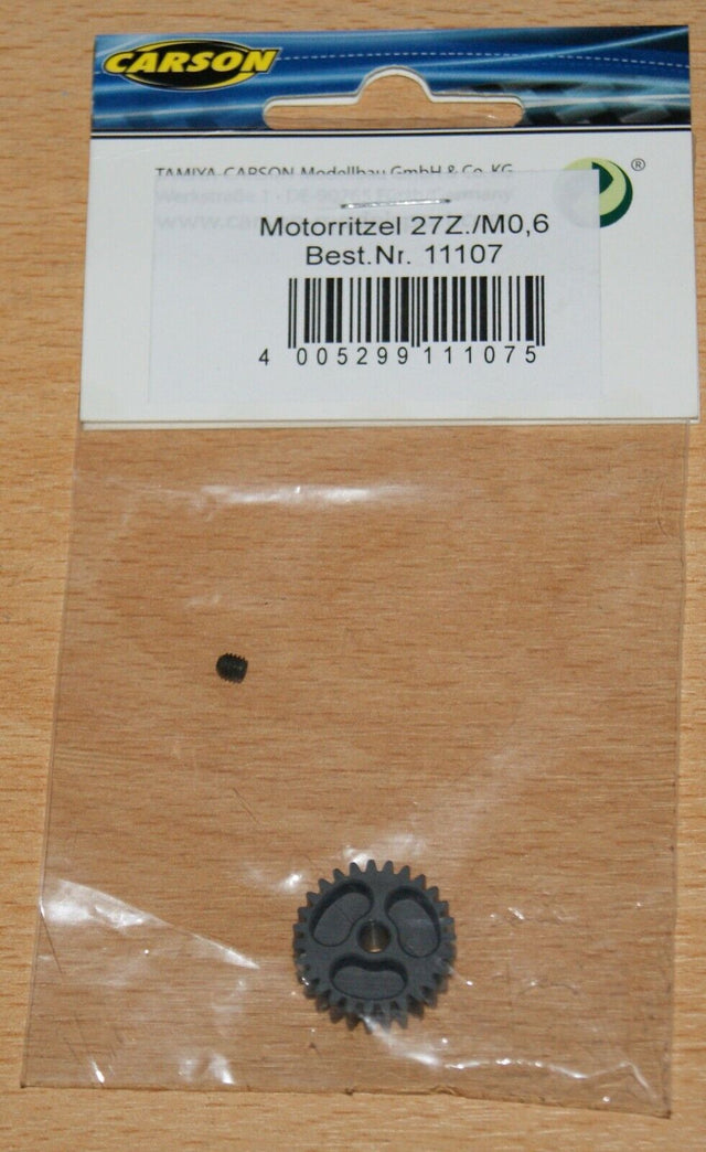 Carson 500011107 27T Steel Pinion Gear (0.6/06 Module), (Tamiya FF03/FF03R/XV01)