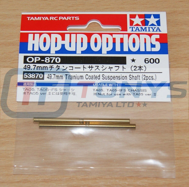 Tamiya 53870 49.7mm Titanium Coated Suspension Shaft (2 Pcs.) (TA05/TA05IFS) NIP