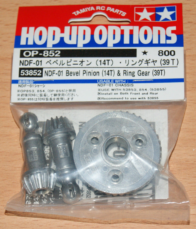 Tamiya 53852 NDF-01 Bevel Pinion (14T) & Ring Gear (39T), (Nitro Crusher), NIP