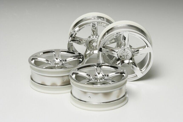 Tamiya 53859 5-Spoke Metal Plated Wheels 4 Pcs, (24mm Offset 0) (TC01/TA07/TB05)