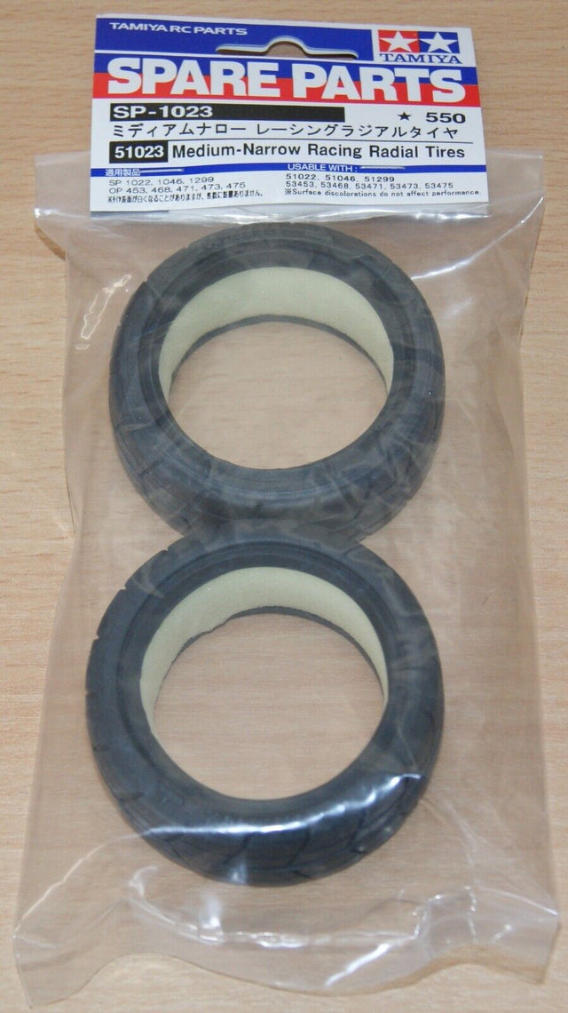 Tamiya 51023 Medium-Narrow Racing Radial Tires/Tyres, TT02 Type-S/TA08/TB05/TC01