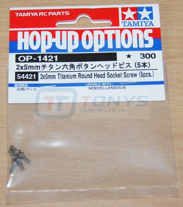 Tamiya 54421 2x5mm Titanium Round Head Socket Screw (5 Pcs.) (RM01/F104V.2), NIP