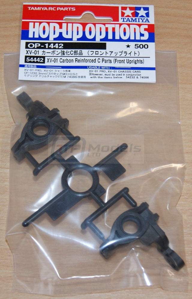 Tamiya 54442 XV-01 Carbon Reinforced C-Parts (Front Uprights), (XV01, XV02), NIP