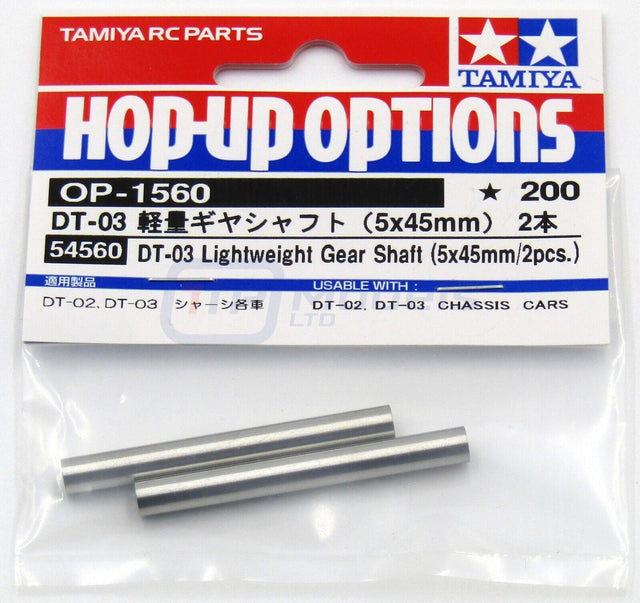 Tamiya 54560 DT-03 Lightweight Gear Shaft (5x45mm/2 Pcs.) (DT02/DT03/DT03T), NIP