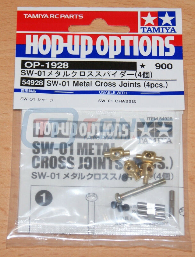 Tamiya 54928 SW-01 Metal Cross Joints (4 Pcs.) (SW01/Lunch Box Mini/Mudmad), NIP