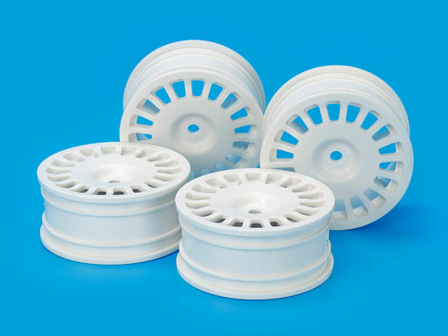 Tamiya 54851 Rally Dish Wheels (24mm Width, Offset 0) (White) 4 Pcs. XV01/TT02S