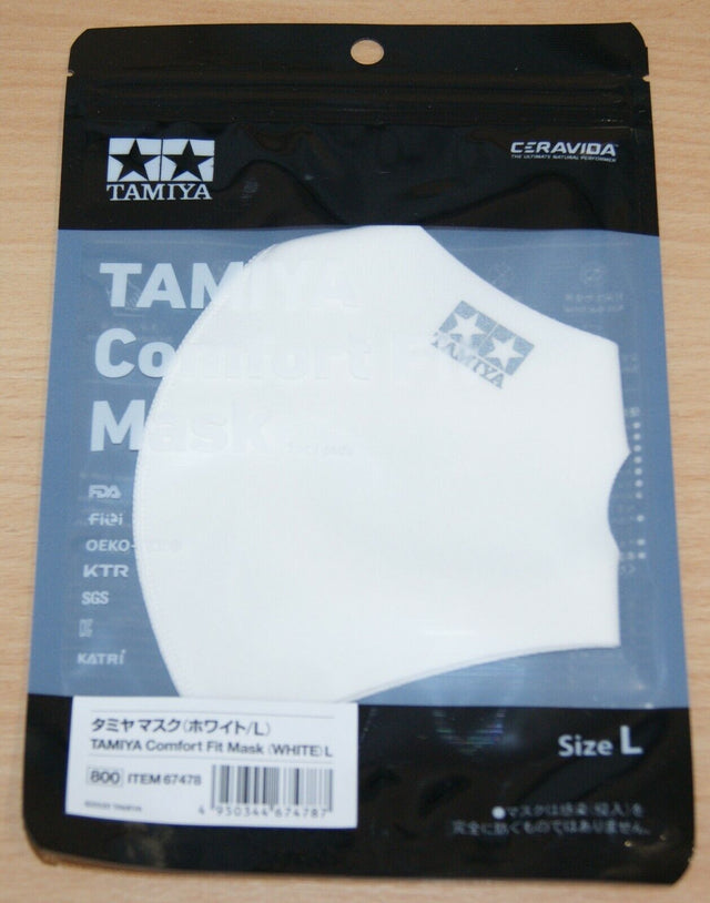 Tamiya 67478 Comfort Fit Face Mask (White) L (Large), NIP