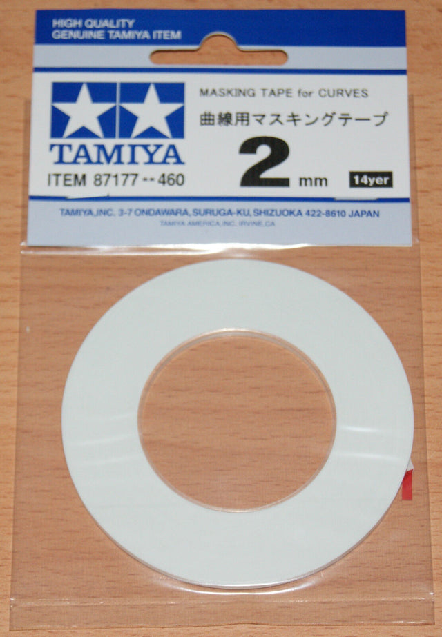 Tamiya 87177 Masking Tape for Curves 2mm Width, 20m Length, for RC Body Shells