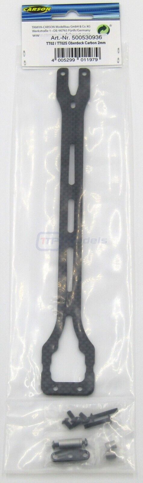 Carson 500530936 (For Tamiya) TT02/TT02S Carbon Fibre Upper Deck (2mm), NEW