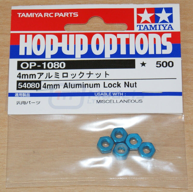 Tamiya 54080 4mm Aluminum Lock Nut, (F104/RM-01/DN-01/F103/TRF201/TRF102), NIP