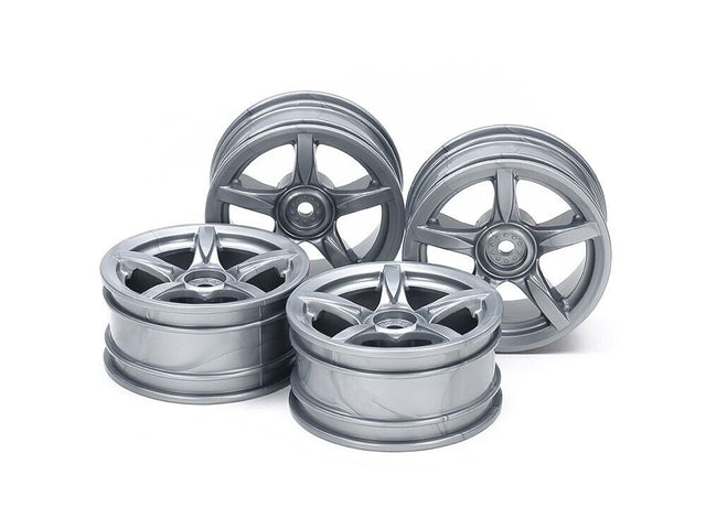 Tamiya 51071 Arched 5-Spoke Wheels 4 Pcs. (Silver, 26mm/+2), Carrera GT/Fairlady